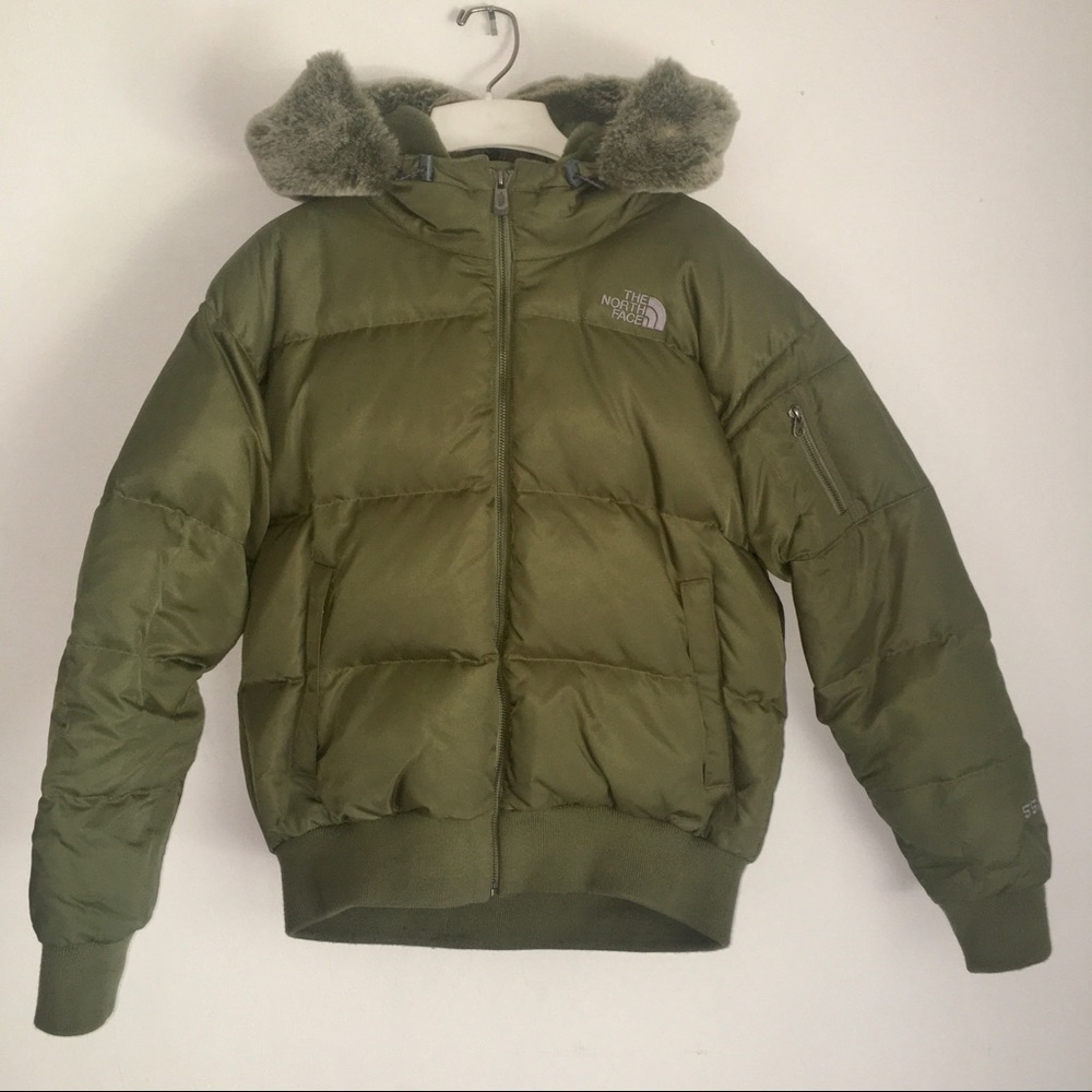 The North Face Women’s 550 Goose Down Jacket with Faux Fur Hood (Color: Olive)